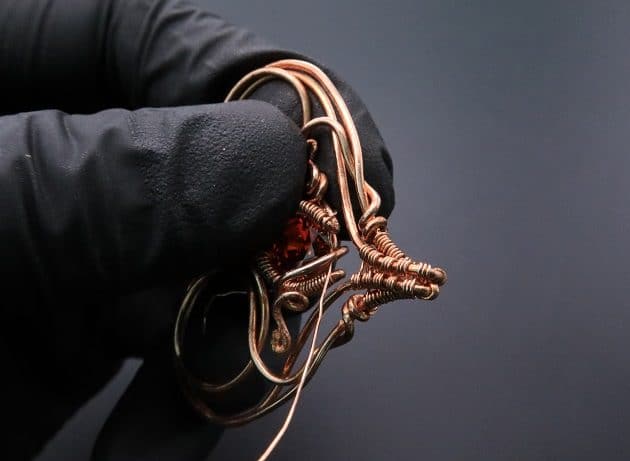 Wire-Wrapping Precious Red Spark In Wire Heart Pendant Tutorial 86