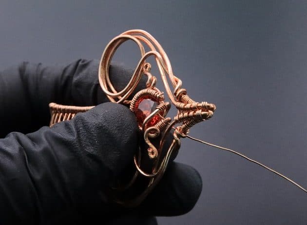 Wire-Wrapping Precious Red Spark In Wire Heart Pendant Tutorial 88