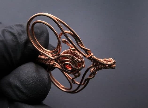 Wire-Wrapping Precious Red Spark In Wire Heart Pendant Tutorial 89