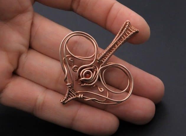Wire-Wrapping Precious Red Spark In Wire Heart Pendant Tutorial 95