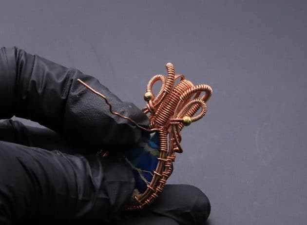 Wire-Wrapping Woven Teardrop Marble Glass Cabochon Pendant Tutorial 102