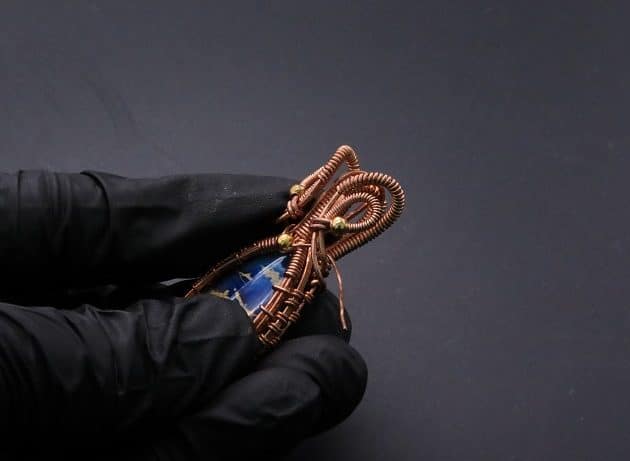 Wire-Wrapping Woven Teardrop Marble Glass Cabochon Pendant Tutorial 110