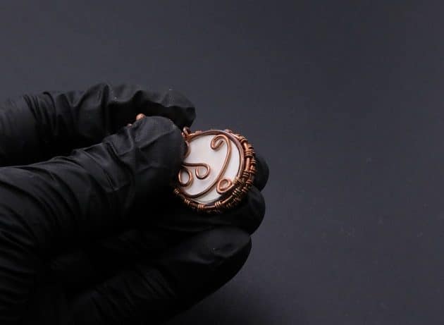 Wire-Wrapping Woven Teardrop Marble Glass Cabochon Pendant Tutorial 118