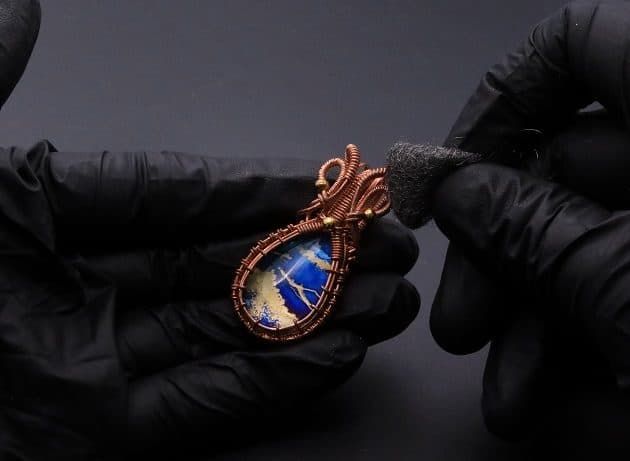 Wire-Wrapping Woven Teardrop Marble Glass Cabochon Pendant Tutorial 120