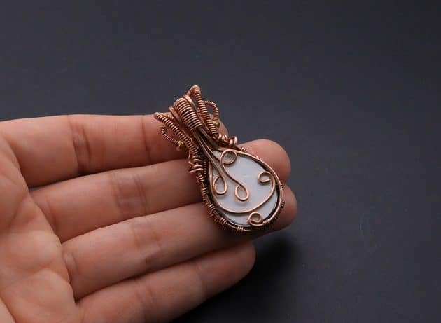 Wire-Wrapping Woven Teardrop Marble Glass Cabochon Pendant Tutorial 122