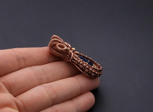 Wire-Wrapping Woven Teardrop Marble Glass Cabochon Pendant Tutorial 123