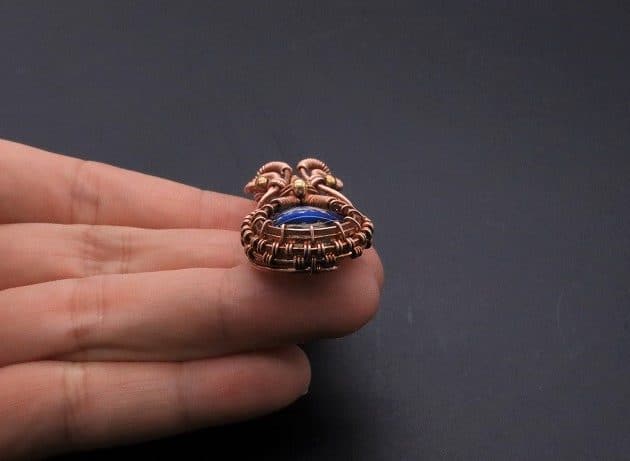 Wire-Wrapping Woven Teardrop Marble Glass Cabochon Pendant Tutorial 124