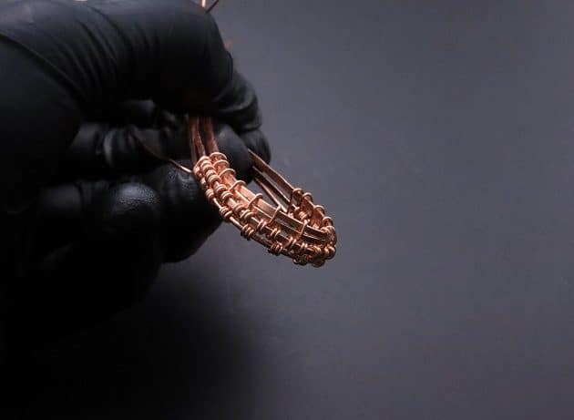 Wire-Wrapping Woven Teardrop Marble Glass Cabochon Pendant Tutorial 20