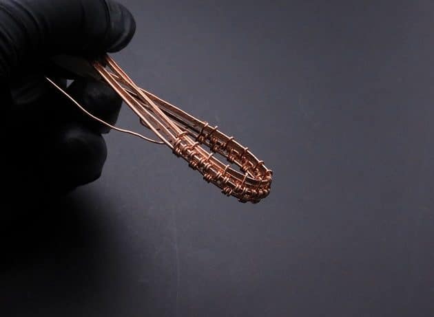 Wire-Wrapping Woven Teardrop Marble Glass Cabochon Pendant Tutorial 21