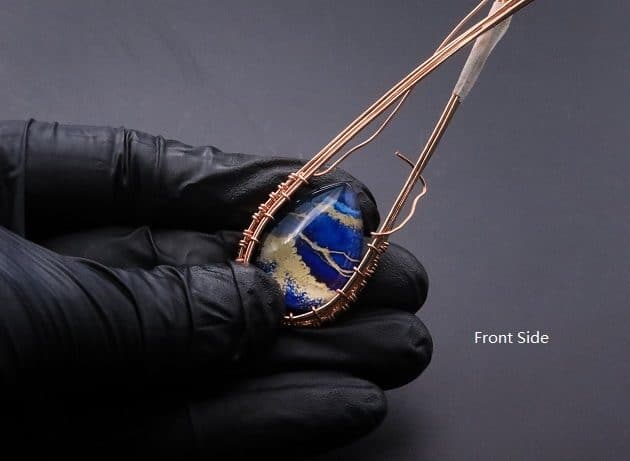 Wire-Wrapping Woven Teardrop Marble Glass Cabochon Pendant Tutorial 23