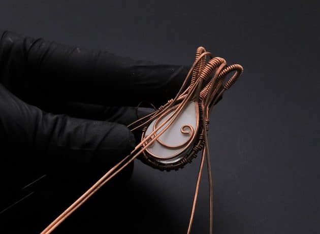 Wire-Wrapping Woven Teardrop Marble Glass Cabochon Pendant Tutorial 65