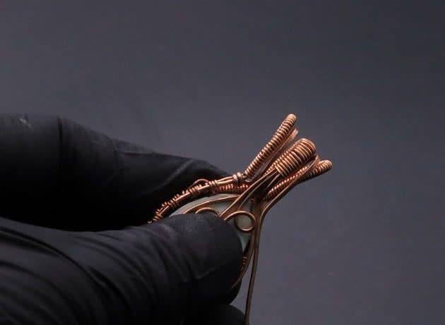 Wire-Wrapping Woven Teardrop Marble Glass Cabochon Pendant Tutorial 73