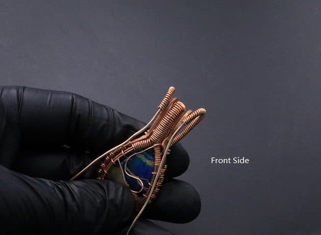 Wire-Wrapping Woven Teardrop Marble Glass Cabochon Pendant Tutorial 76