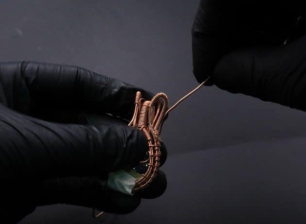 Wire-Wrapping Woven Teardrop Marble Glass Cabochon Pendant Tutorial 84