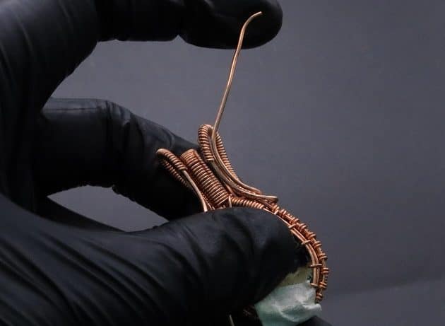 Wire-Wrapping Woven Teardrop Marble Glass Cabochon Pendant Tutorial 86