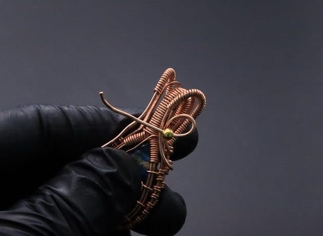 Wire-Wrapping Woven Teardrop Marble Glass Cabochon Pendant Tutorial 90
