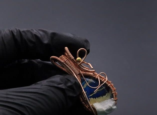 Wire-Wrapping Woven Teardrop Marble Glass Cabochon Pendant Tutorial 92