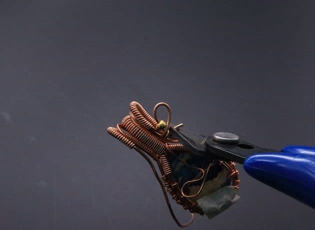 Wire-Wrapping Woven Teardrop Marble Glass Cabochon Pendant Tutorial 94