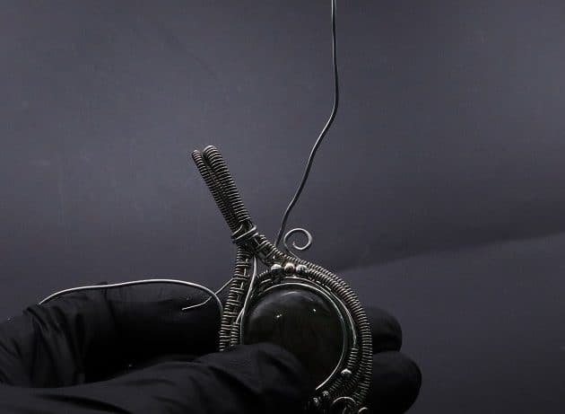 Wire-Wrapping Coiled Round Labradorite Silver Beaded Pendant Tutorial 107