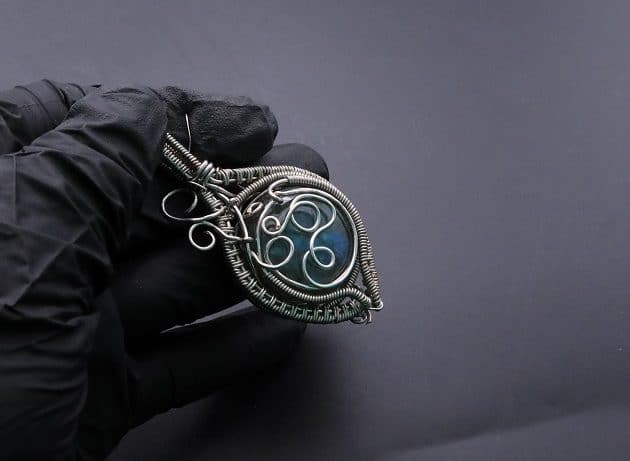 Wire-Wrapping Coiled Round Labradorite Silver Beaded Pendant Tutorial 113