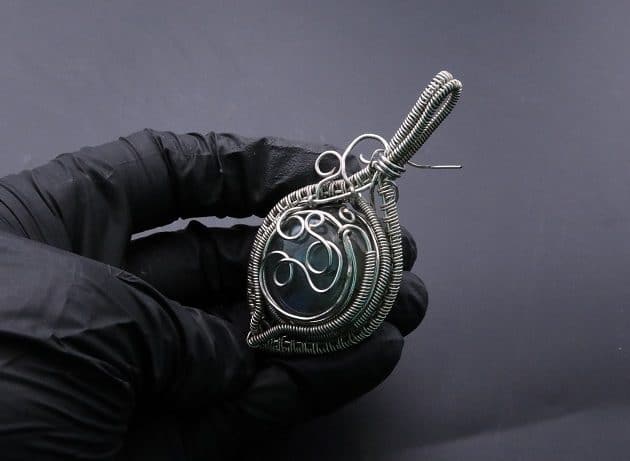 Wire-Wrapping Coiled Round Labradorite Silver Beaded Pendant Tutorial 114
