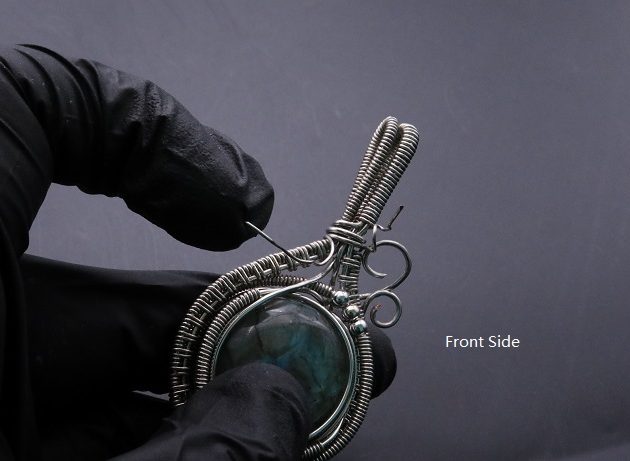 Wire-Wrapping Coiled Round Labradorite Silver Beaded Pendant Tutorial 115
