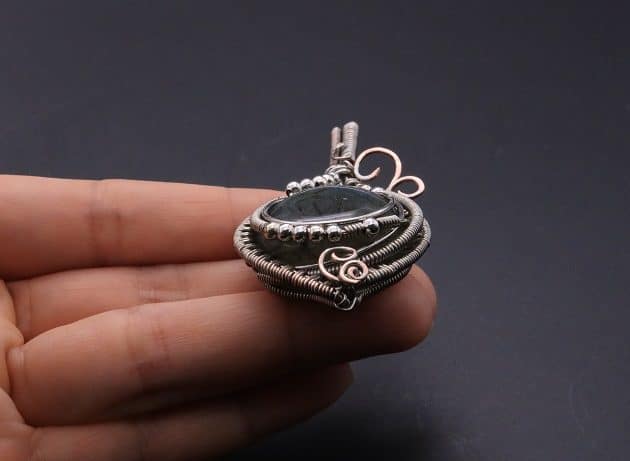 Wire-Wrapping Coiled Round Labradorite Silver Beaded Pendant Tutorial 133