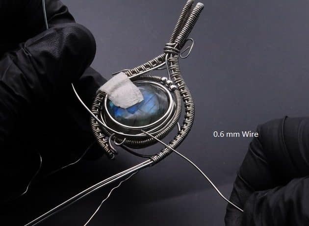 Wire-Wrapping Coiled Round Labradorite Silver Beaded Pendant Tutorial 78
