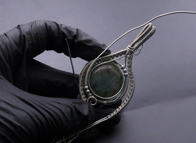 Wire-Wrapping Coiled Round Labradorite Silver Beaded Pendant Tutorial 83