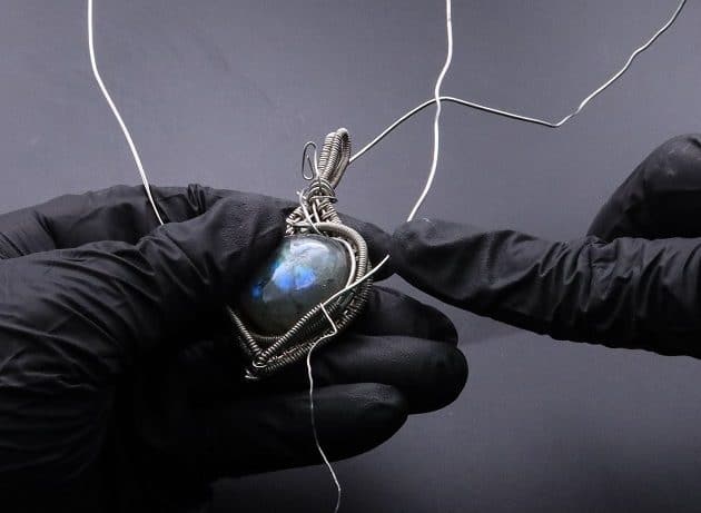 Wire-Wrapping Coiled Round Labradorite Silver Beaded Pendant Tutorial 95