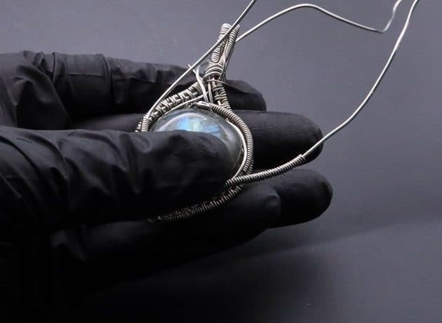 Wire-Wrapping Coiled Round Labradorite Silver Beaded Pendant Tutorial 96