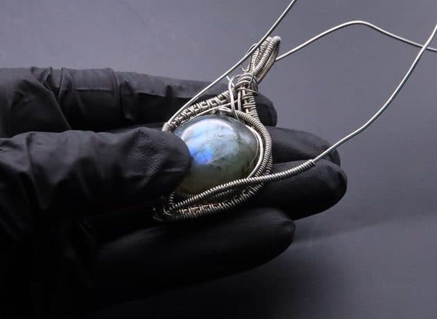Wire-Wrapping Coiled Round Labradorite Silver Beaded Pendant Tutorial 97
