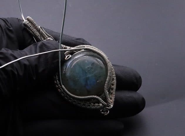 Wire-Wrapping Coiled Round Labradorite Silver Beaded Pendant Tutorial 99