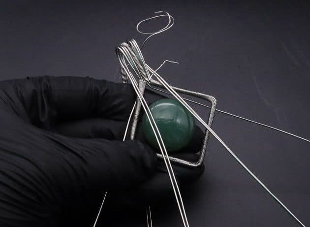 Wire-Wrapping Silver Woven Green Aventurine Pendant Tutorial 34