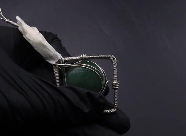 Wire-Wrapping Silver Woven Green Aventurine Pendant Tutorial 47