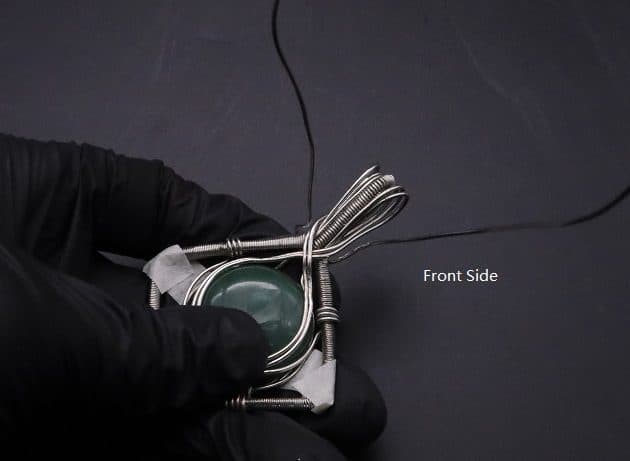 Wire-Wrapping Silver Woven Green Aventurine Pendant Tutorial 54