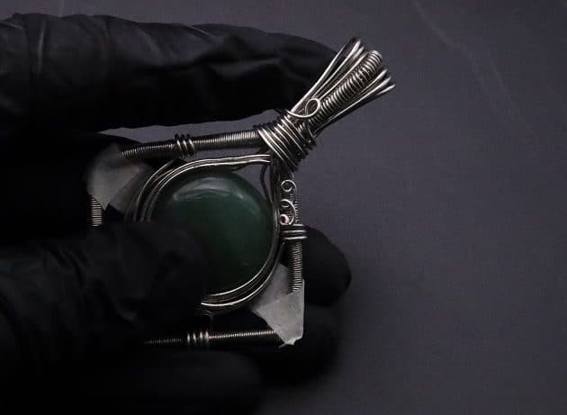 Wire-Wrapping Silver Woven Green Aventurine Pendant Tutorial 61