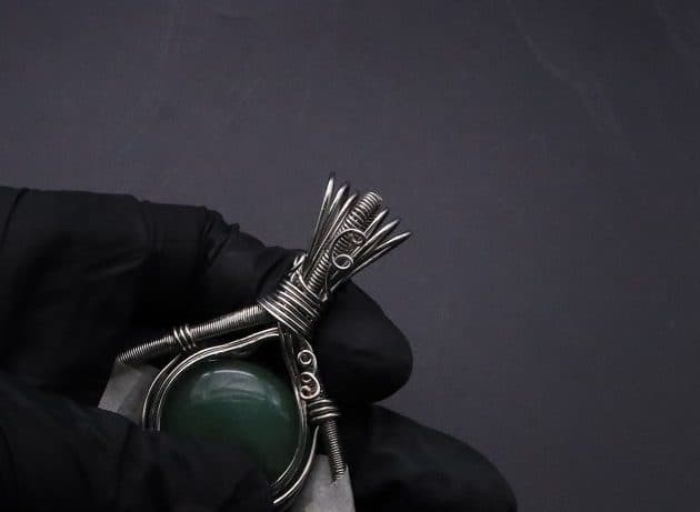 Wire-Wrapping Silver Woven Green Aventurine Pendant Tutorial 65