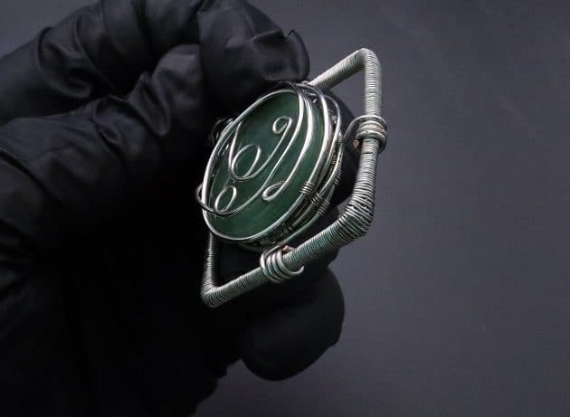Wire-Wrapping Silver Woven Green Aventurine Pendant Tutorial 73