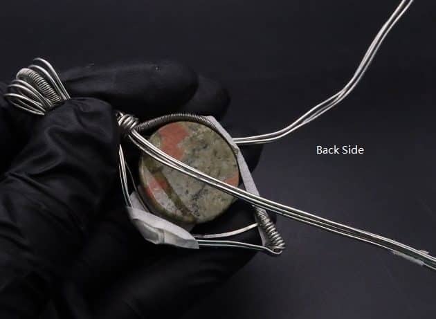 Wire-Wrapping Spiral Unakite Stone Silver Leaf Pendant Tutorial 58