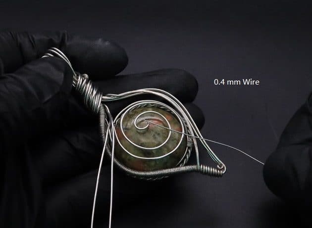Wire-Wrapping Spiral Unakite Stone Silver Leaf Pendant Tutorial 77