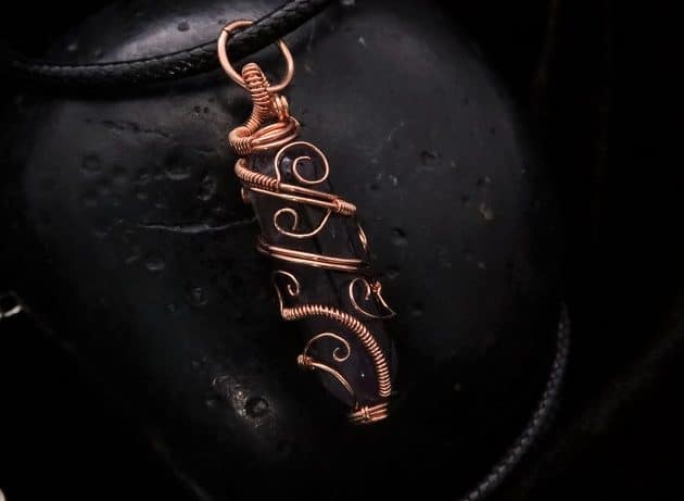 Wire-Wrapping Copper Vine Purple Crystal Point Pendant Tutorial 0