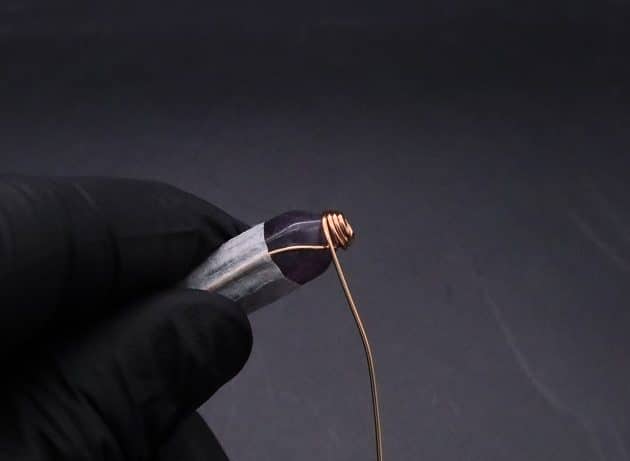Wire-Wrapping Copper Vine Purple Crystal Point Pendant Tutorial 10