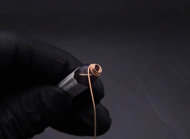 Wire-Wrapping Copper Vine Purple Crystal Point Pendant Tutorial 11