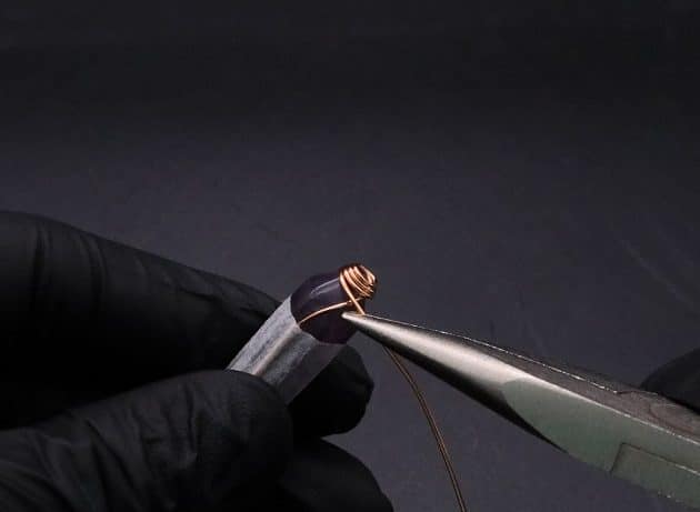 Wire-Wrapping Copper Vine Purple Crystal Point Pendant Tutorial 12