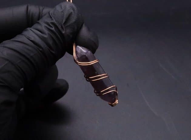 Wire-Wrapping Copper Vine Purple Crystal Point Pendant Tutorial 15