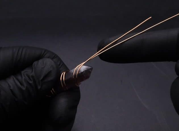 Wire-Wrapping Copper Vine Purple Crystal Point Pendant Tutorial 16