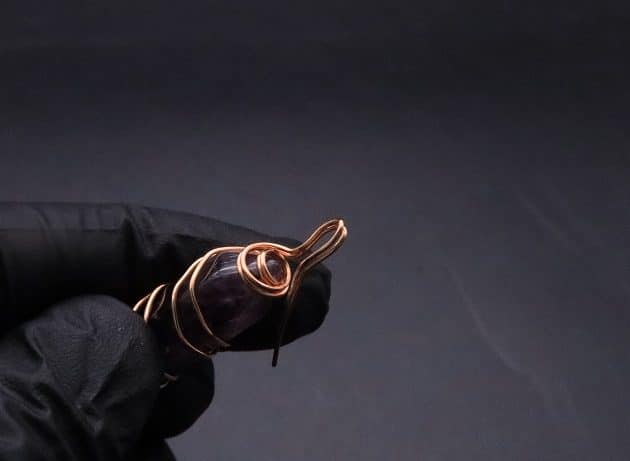 Wire-Wrapping Copper Vine Purple Crystal Point Pendant Tutorial 22