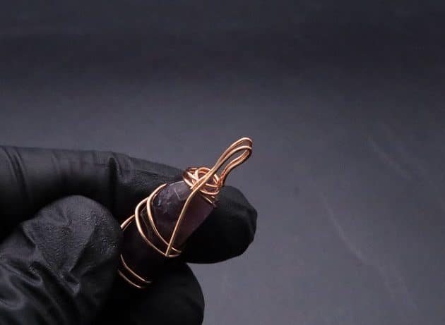 Wire-Wrapping Copper Vine Purple Crystal Point Pendant Tutorial 23