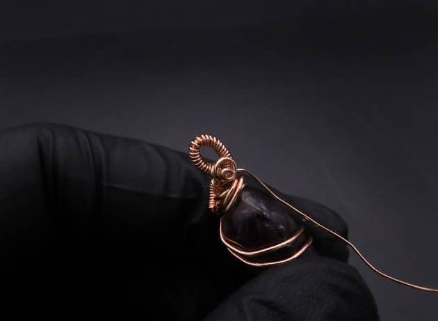 Wire-Wrapping Copper Vine Purple Crystal Point Pendant Tutorial 29
